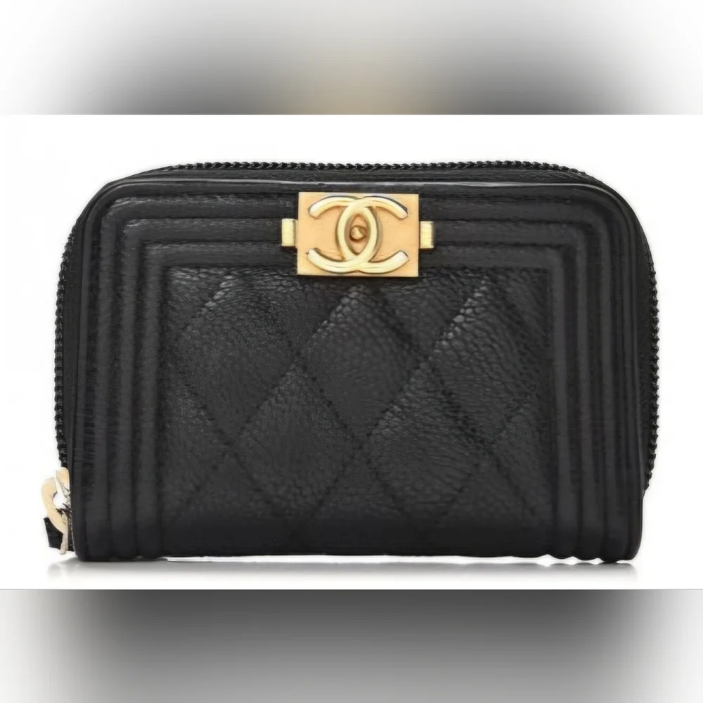 Chanel Boy Zip Around Coin Purse Wallet - Picture 1 of 4